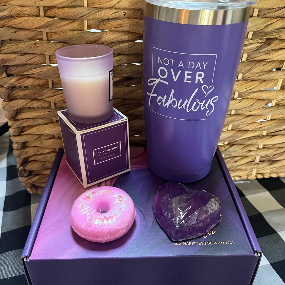 Purple Bath Soak and Bubbles Set with Lavender Scent